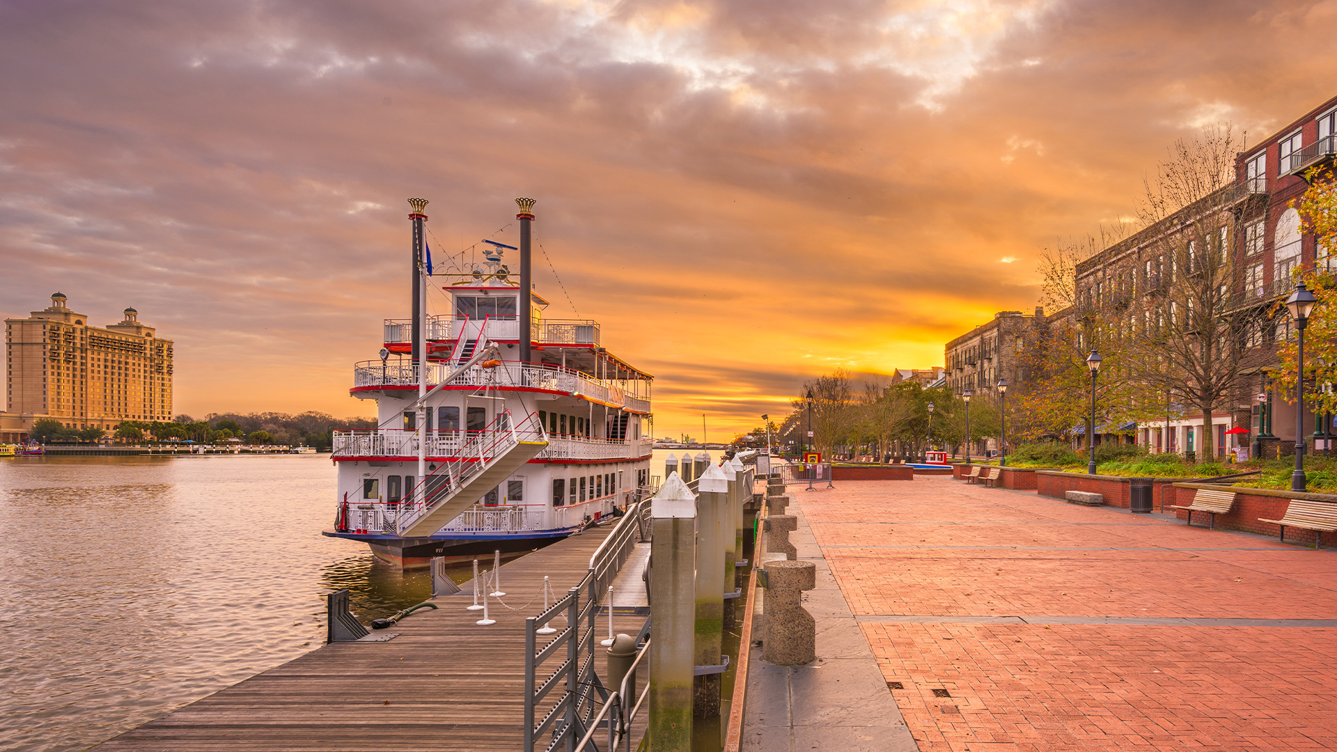 Ferry in Riverfront of Savannah, Georgia